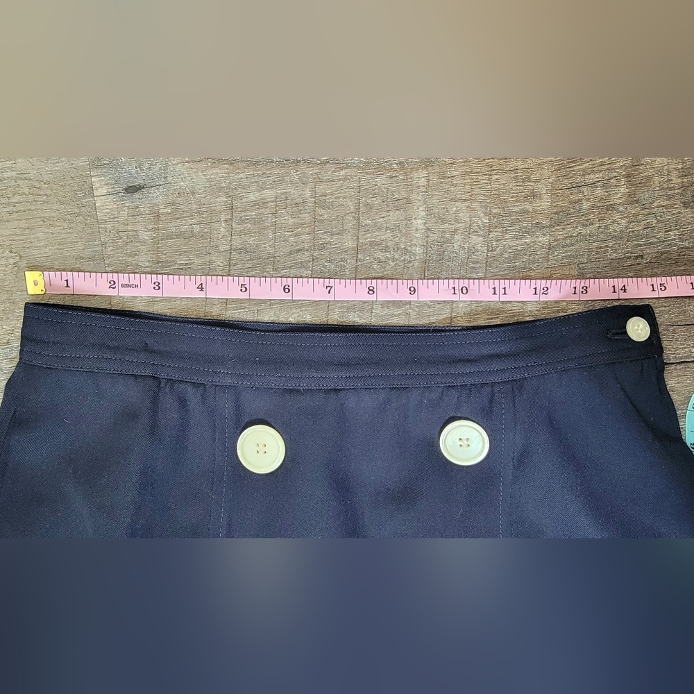 Vintg Valentino Miss V Tailored Pencil Skirt Womens US 6-8 Navy 100% Wool Nautic - Picture 9 of 13